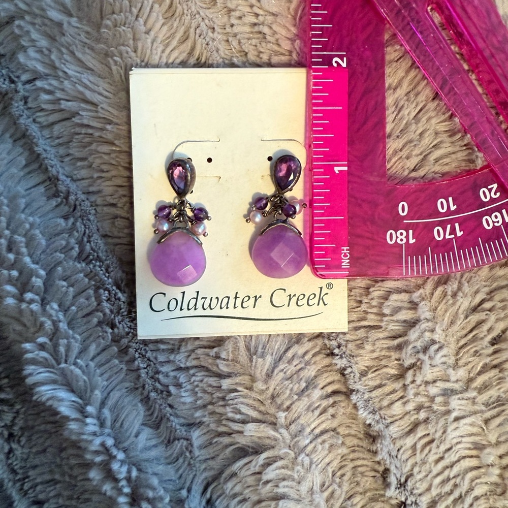 Purple faceted drop earrings